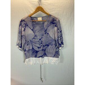 Capri Made in Italy Size 42 Us Womens‎ L Cotton Beach Top Nautical Sheer